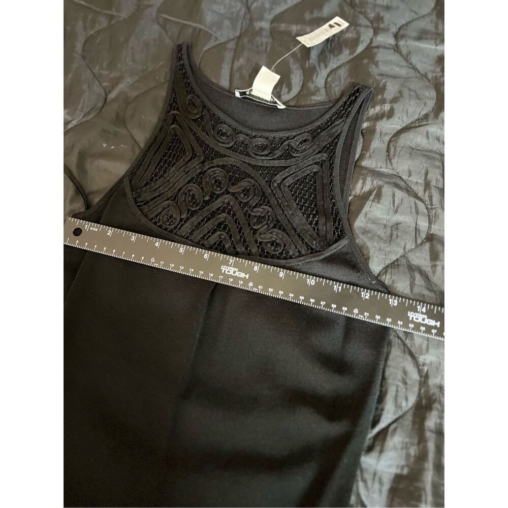 White House Black Market Tank Top Womens Small Black Crochet Soutache Trim NWT - Picture 5 of 7
